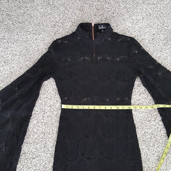 Lulus Bewitching Babe Black Lace Bell Sleeve Mini Dress S - Picture 8 of 15
